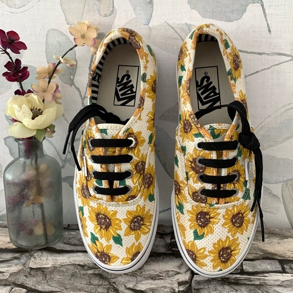 #02 VANS Off The Wall Authentic Sunflower White Classic Sneaker Skater Shoe Lace - Picture 2 of 8